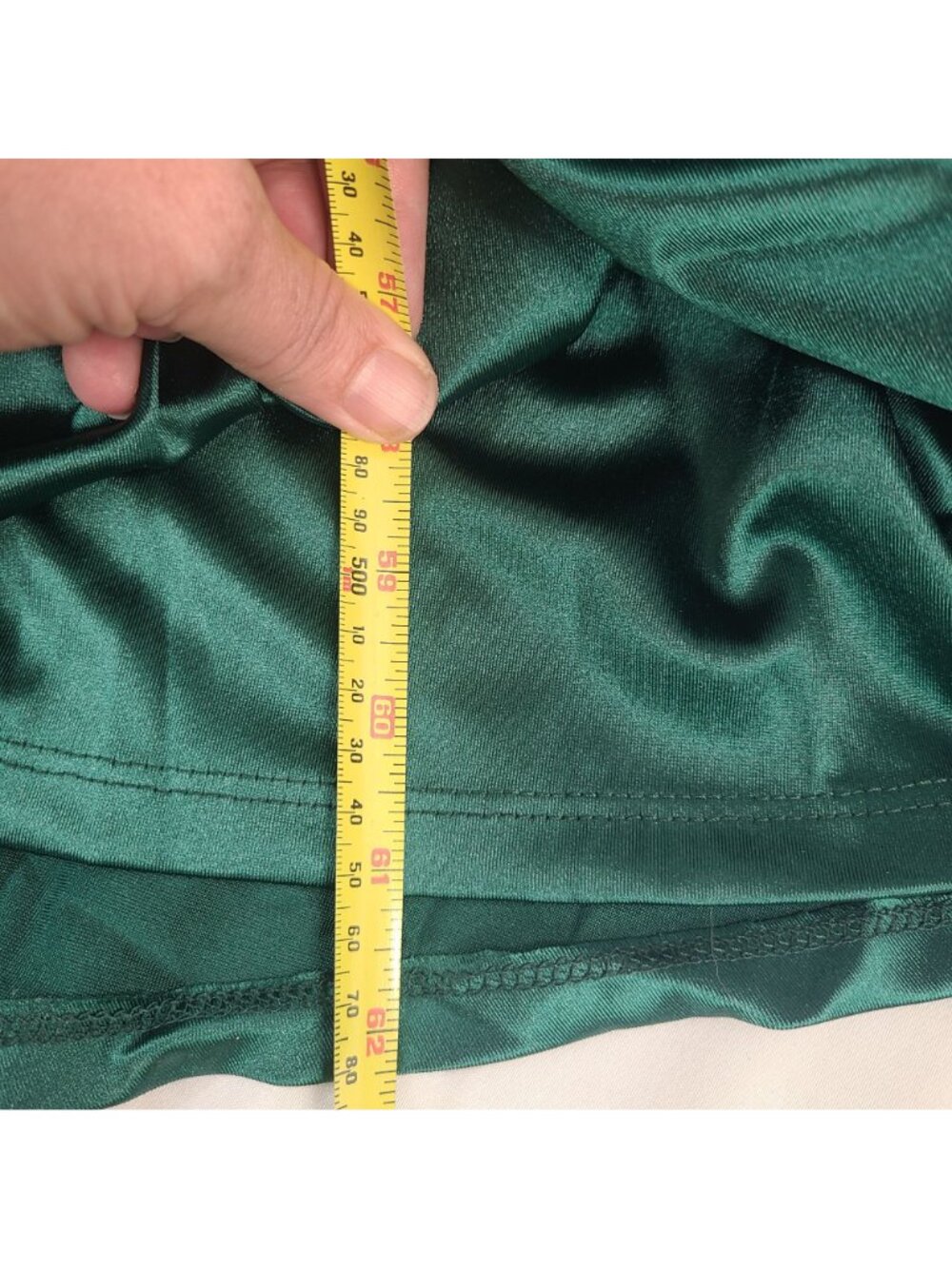 NEW B Darlin Green Satin Ruched Maxi Dress Spaghetti Straps Lace-Up Back Sz 5/6 - Picture 7 of 11